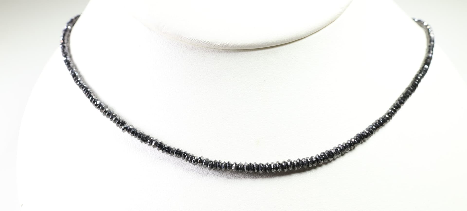 Platinum Pt850 Clasp Black Diamond 26.47ctw Diamond Bead Strand Necklace jewelry auction at Alighieri's