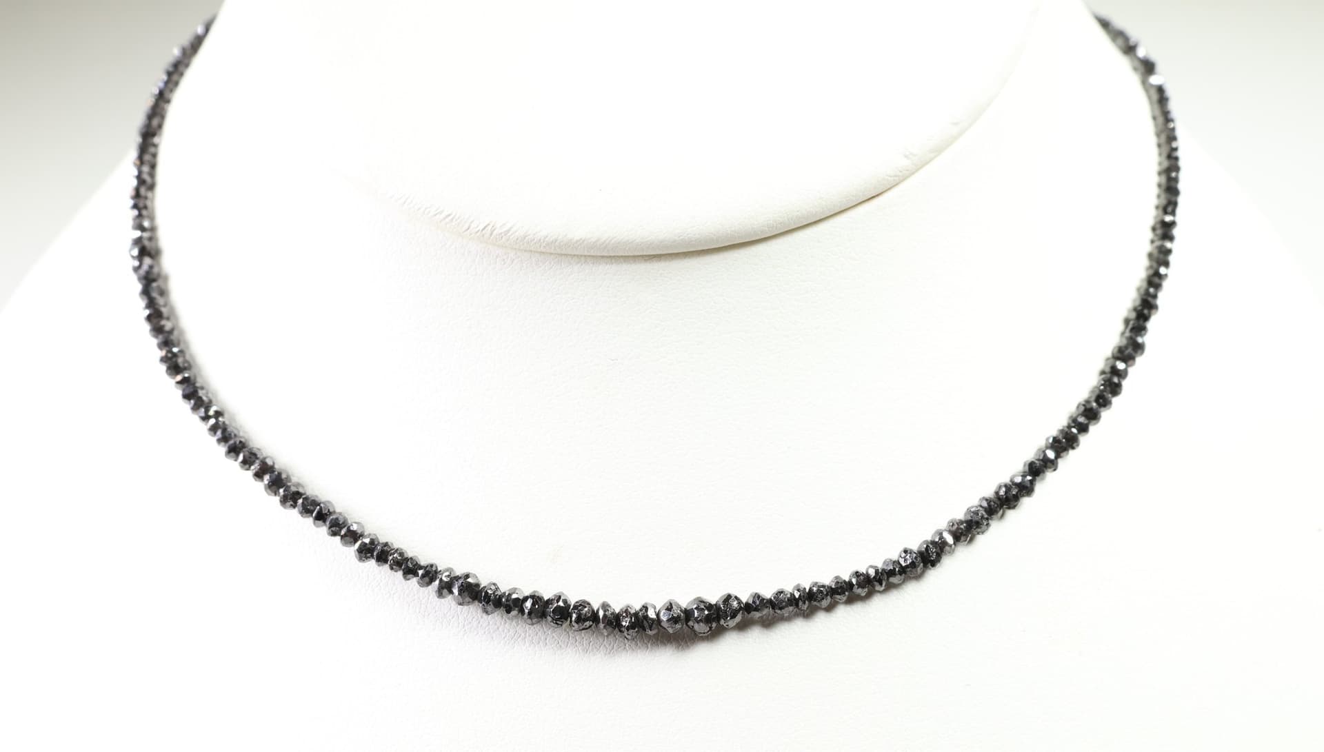 20ctw Black Diamond Strand Necklace 14K White Gold Clasp Adjustable Box Chain jewelry auction at Alighieri's