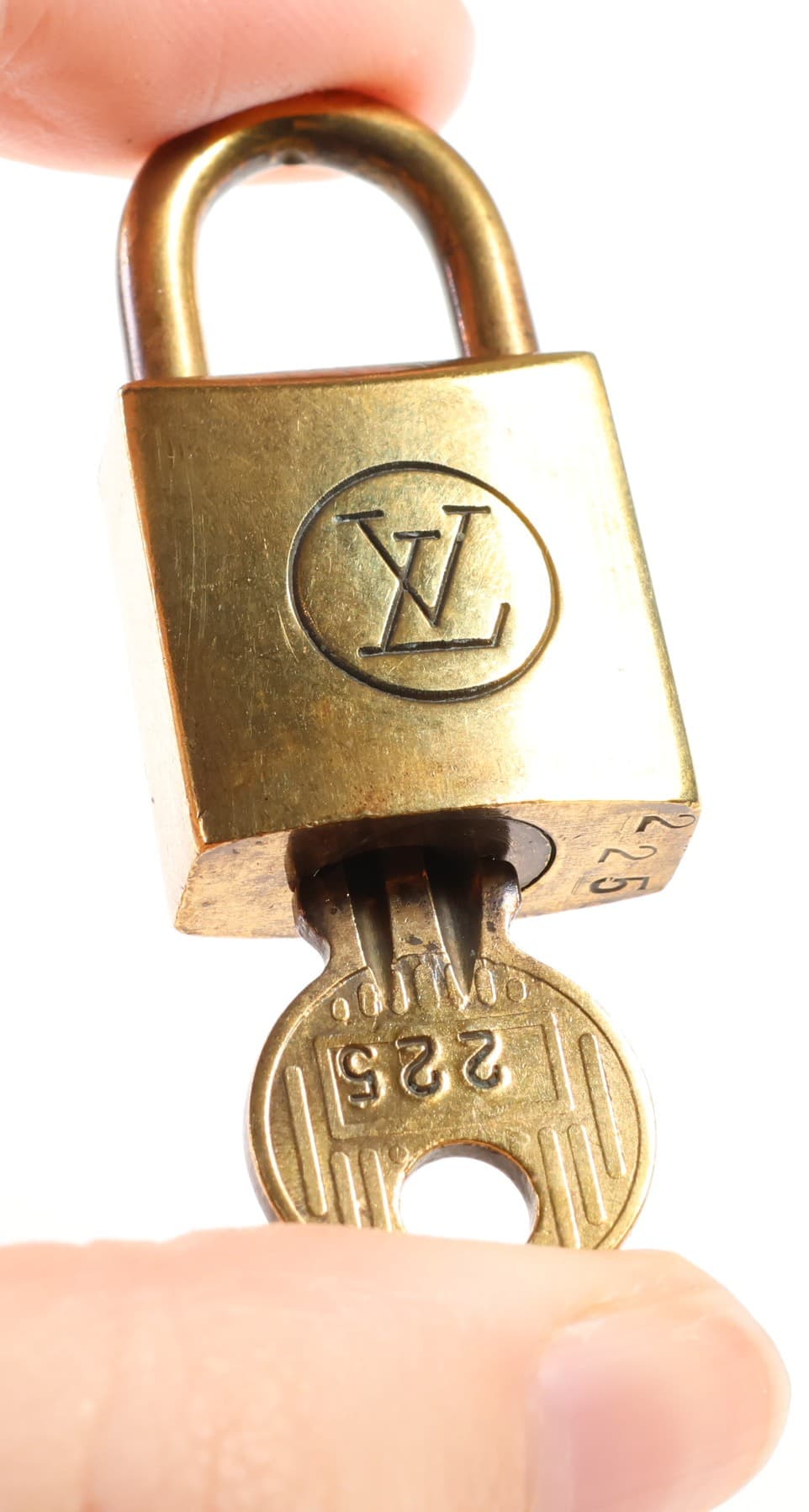Louis Vuitton Padlock And Key Set No. 225 Gold Tone Bag Lock Cadenas Handbag Accessory handbags auction at Alighieri's